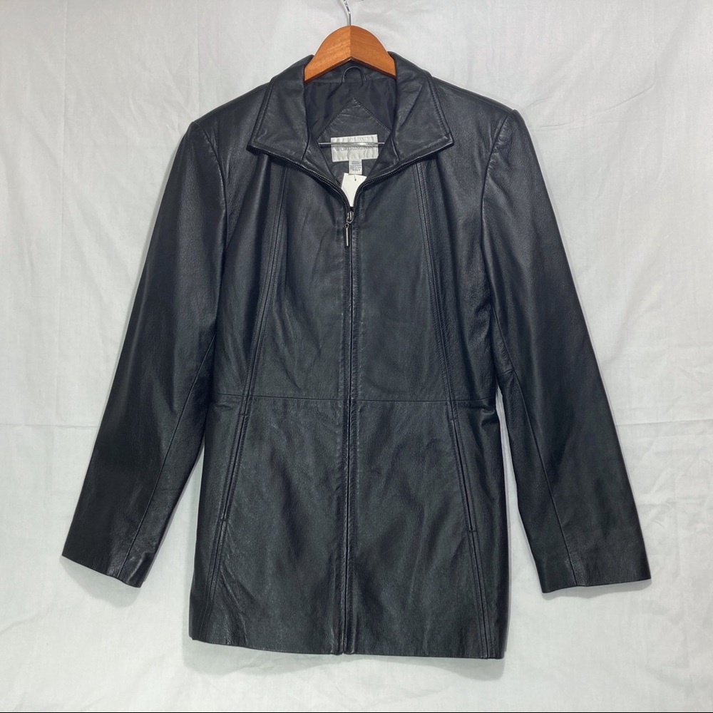 Worthington Genuine Leather Jacket Size M Black